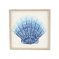 Blue and White Distressed Metal Sea Shell Brown Frame Wall Art