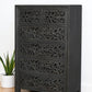 35" Black Carved Floral Solid Wood Six Drawer Dresser
