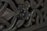35" Black Carved Floral Solid Wood Six Drawer Dresser