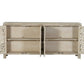 78" Gray Distressed Solid Wood Carved Floral Sideboard with Four Doors
