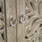 78" Gray Distressed Solid Wood Carved Floral Sideboard with Four Doors