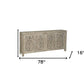 78" Gray Distressed Solid Wood Carved Floral Sideboard with Four Doors