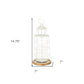 15" White And Natural Metal And Wood Lighthouse Tabletop Lantern Candle Holder