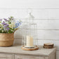 15" White And Natural Metal And Wood Lighthouse Tabletop Lantern Candle Holder