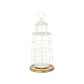 15" White And Natural Metal And Wood Lighthouse Tabletop Lantern Candle Holder