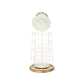 15" White And Natural Metal And Wood Lighthouse Tabletop Lantern Candle Holder