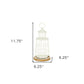 12" White And Natural Metal And Wood Lighthouse Tabletop Lantern Candle Holder