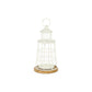 12" White And Natural Metal And Wood Lighthouse Tabletop Lantern Candle Holder