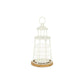 12" White And Natural Metal And Wood Lighthouse Tabletop Lantern Candle Holder