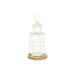 12" White And Natural Metal And Wood Lighthouse Tabletop Lantern Candle Holder