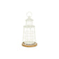 12" White And Natural Metal And Wood Lighthouse Tabletop Lantern Candle Holder