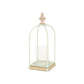 14" White Metal With Wood And Rope Tabletop Lantern Candle Holder