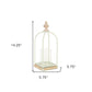 14" White Metal With Wood And Rope Tabletop Lantern Candle Holder