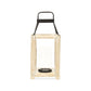 18" Black And Natural Distressed Glass Metal And Wood Tabletop Lantern Candle Holder