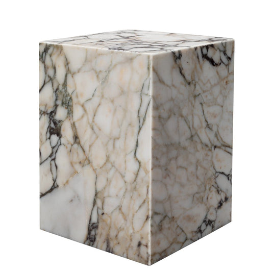 20" Ivory Marble Square Block End Table
