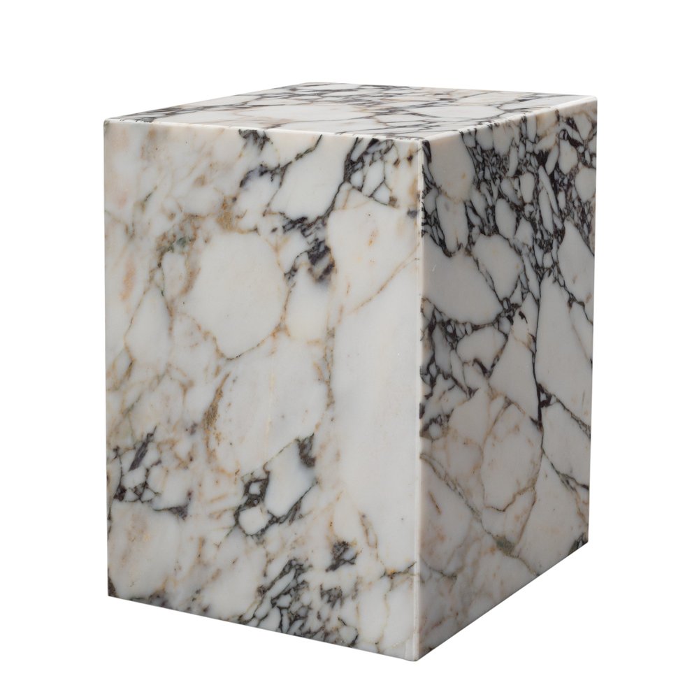 20" Ivory Marble Square Block End Table