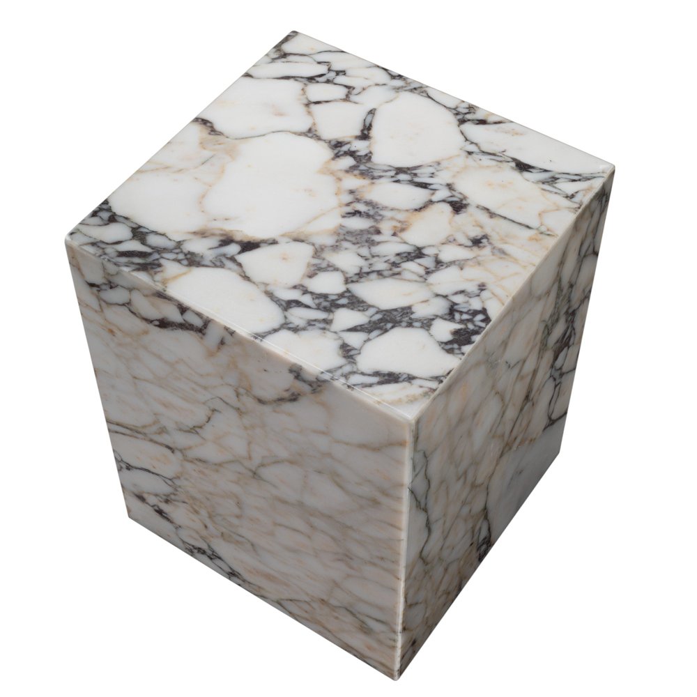 20" Ivory Marble Square Block End Table