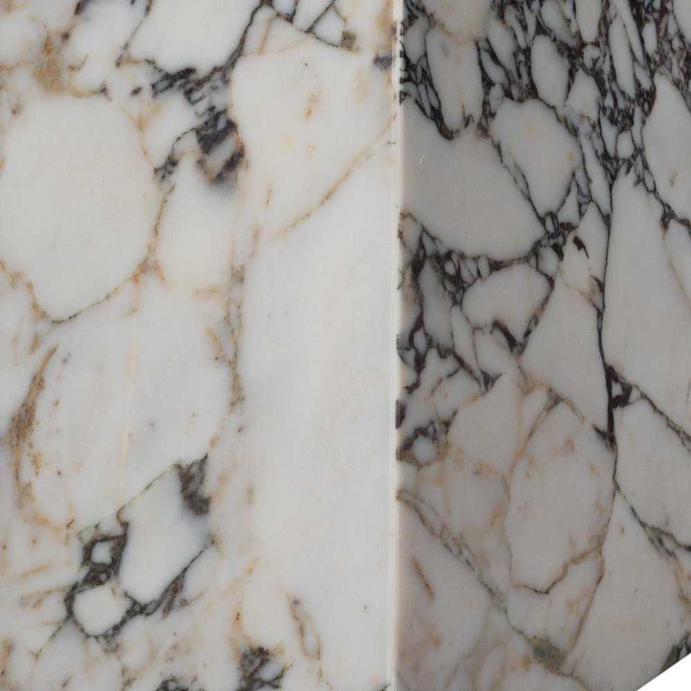 20" Ivory Marble Square Block End Table