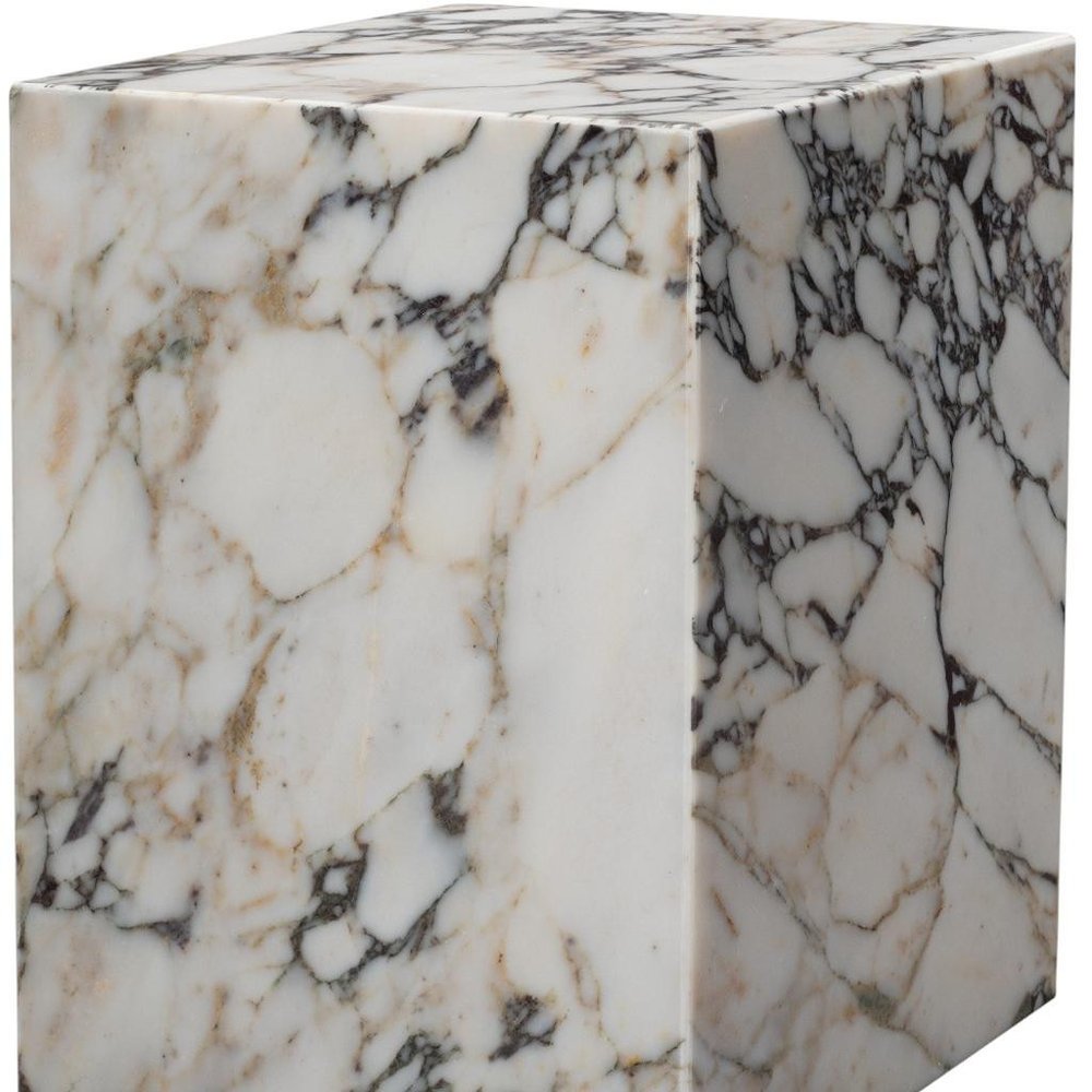 20" Ivory Marble Square Block End Table