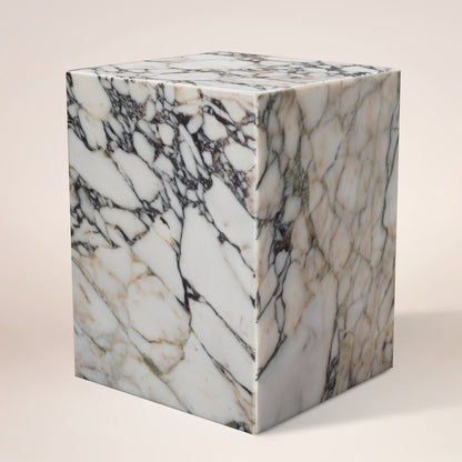 20" Ivory Marble Square Block End Table