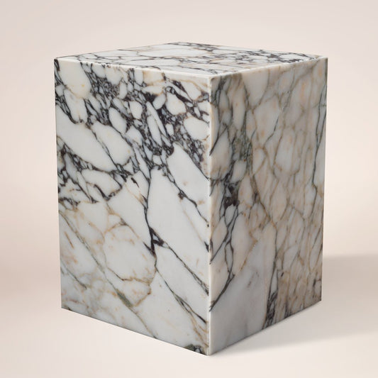 20" Ivory Marble Square Block End Table