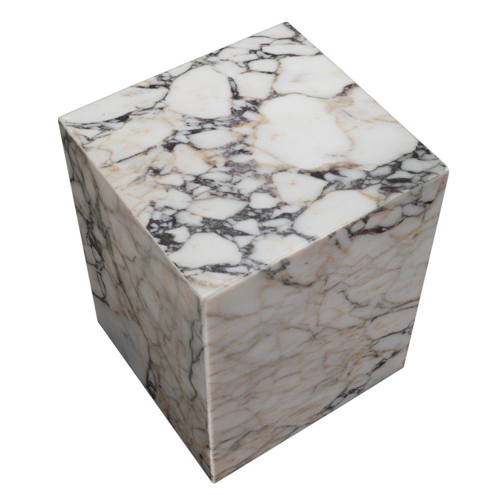 20" Ivory Marble Square Block End Table