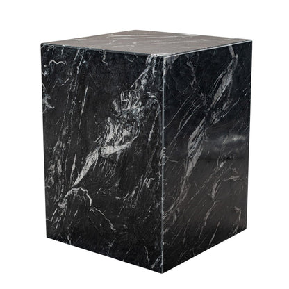 20" Black Marble Square Block End Table