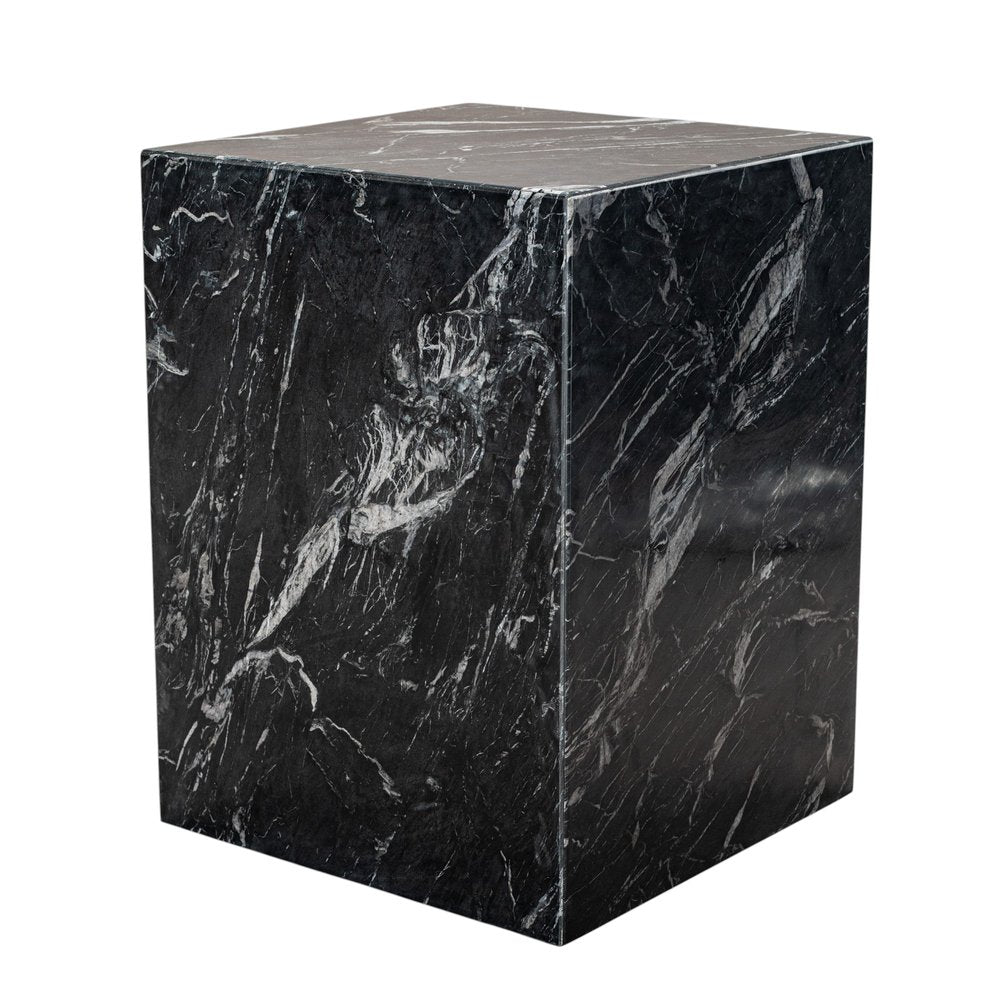 20" Black Marble Square Block End Table