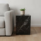 20" Black Marble Square Block End Table