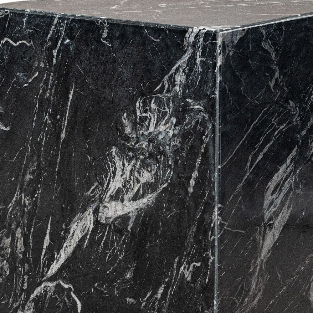 20" Black Marble Square Block End Table