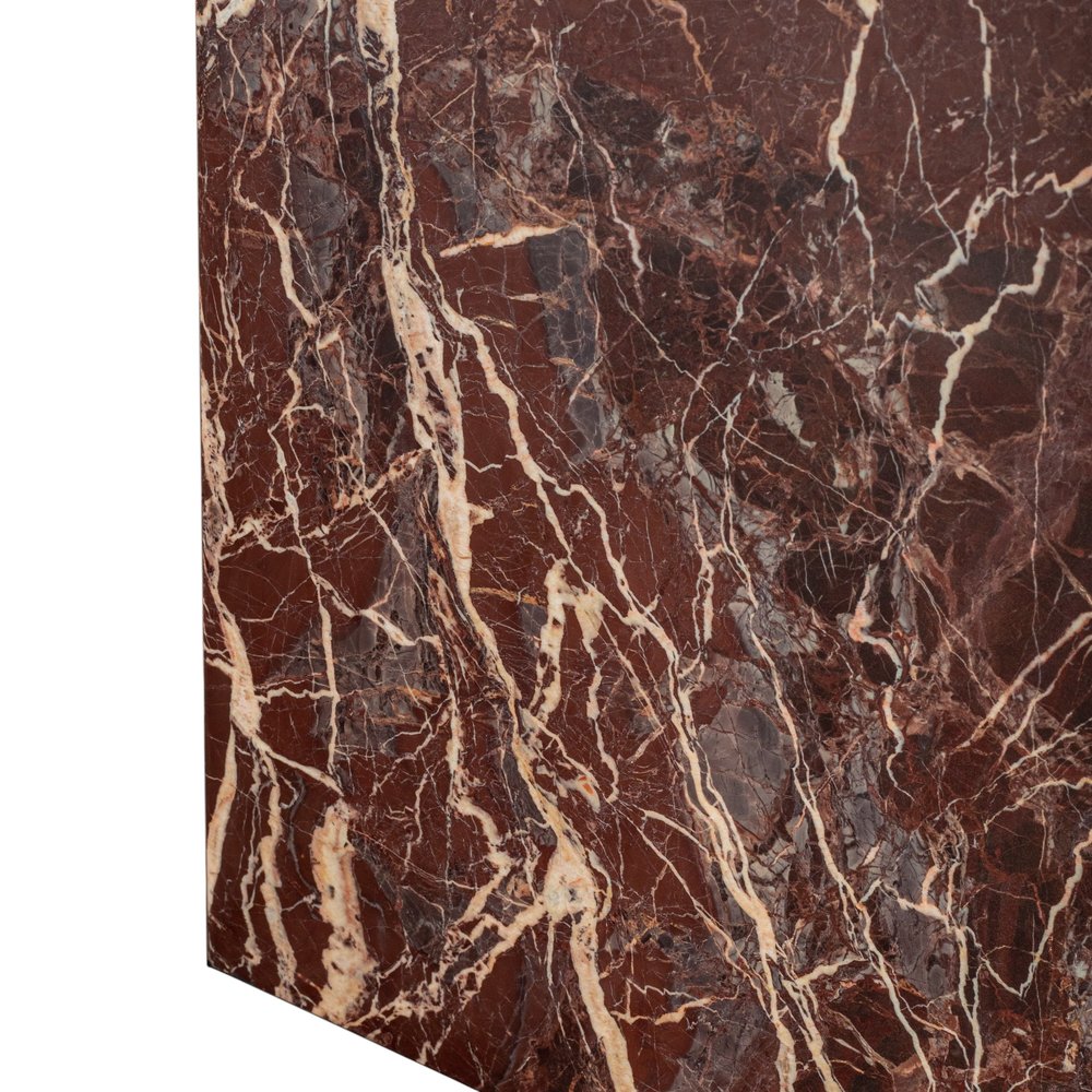 20" Red Marble Square Block End Table
