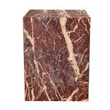 20" Red Marble Square Block End Table
