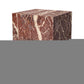 20" Red Marble Square Block End Table