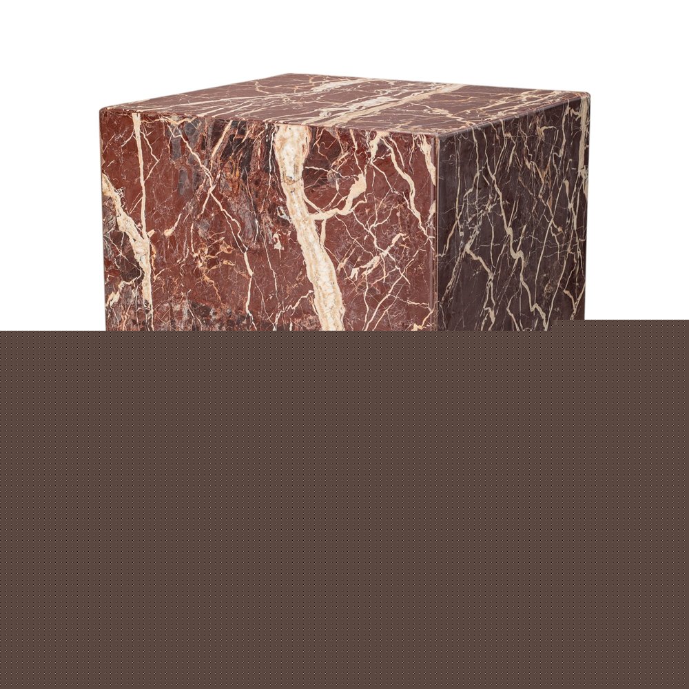 20" Red Marble Square Block End Table