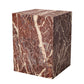 20" Red Marble Square Block End Table