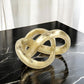 6" Gold Cast Iron Modern Abstract Infinity Knot Tabletop Sculpture