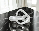 6" Silver Cast Iron Modern Abstract Infinity Knot Tabletop Sculpture