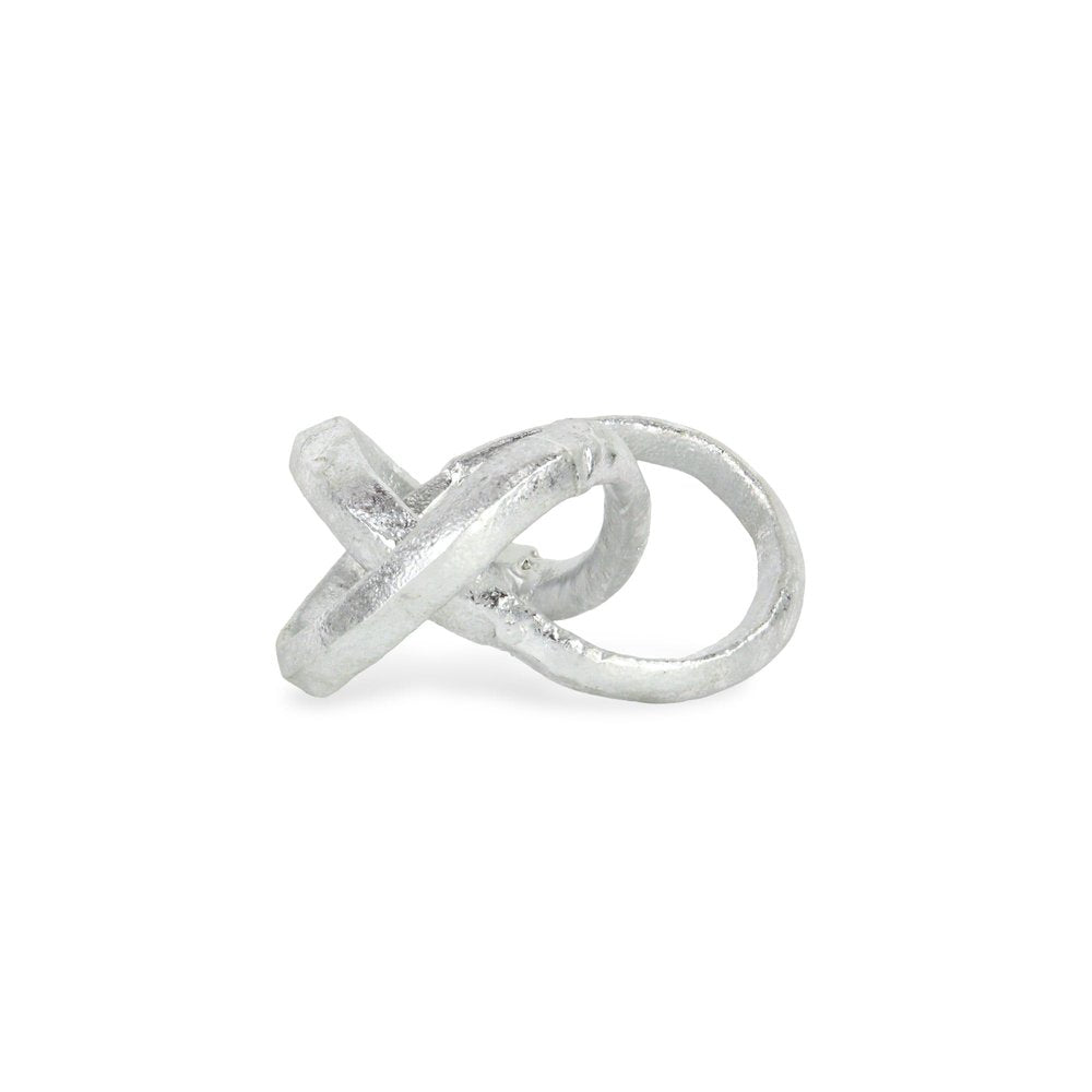 6" Silver Cast Iron Modern Abstract Infinity Knot Tabletop Sculpture