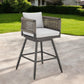 30" Black and Light Gray Aluminum Swivel Rope Back Outdoor Bar Height Chair with Footrest