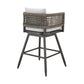 30" Black and Light Gray Aluminum Swivel Rope Back Outdoor Bar Height Chair with Footrest