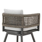 30" Black and Light Gray Aluminum Swivel Rope Back Outdoor Bar Height Chair with Footrest