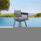39" Dark Gray Metal Swivel Low back Outdoor Bar Height chair with Footrest