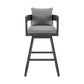 39" Dark Gray Metal Swivel Low back Outdoor Bar Height chair with Footrest