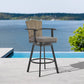 40" Charcoal Metal Swivel Outdoor Counter Height Bar chair with Footrest