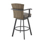 40" Charcoal Metal Swivel Outdoor Counter Height Bar chair with Footrest