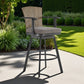 44" Charcoal Metal Swivel Outdoor Bar Height chair with Footrest