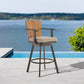 40" Brown Metal Swivel Outdoor Counter Height Bar chair with Footrest