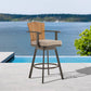 40" Brown Metal Swivel Outdoor Counter Height Bar chair with Footrest