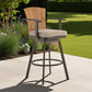 44" Brown Metal Swivel Outdoor Bar Height chair with Footrest