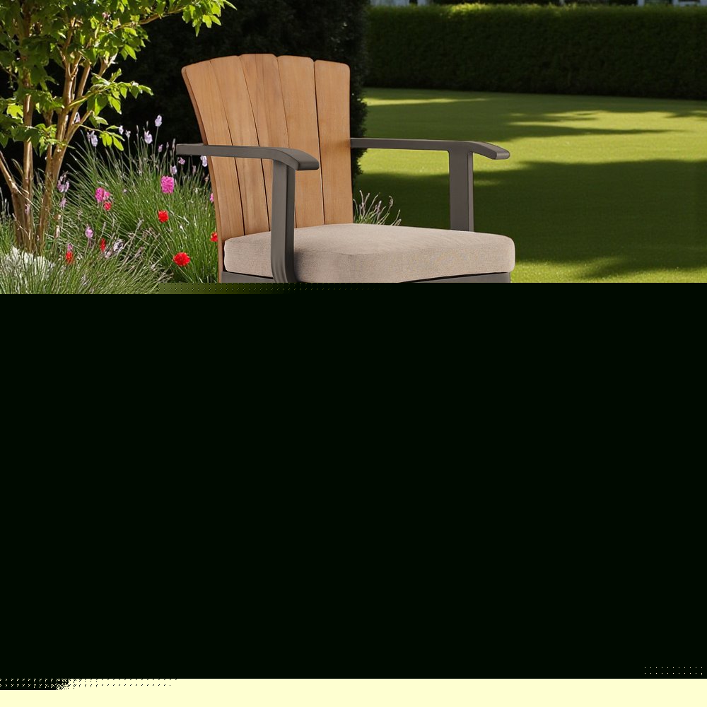 44" Brown Metal Swivel Outdoor Bar Height chair with Footrest